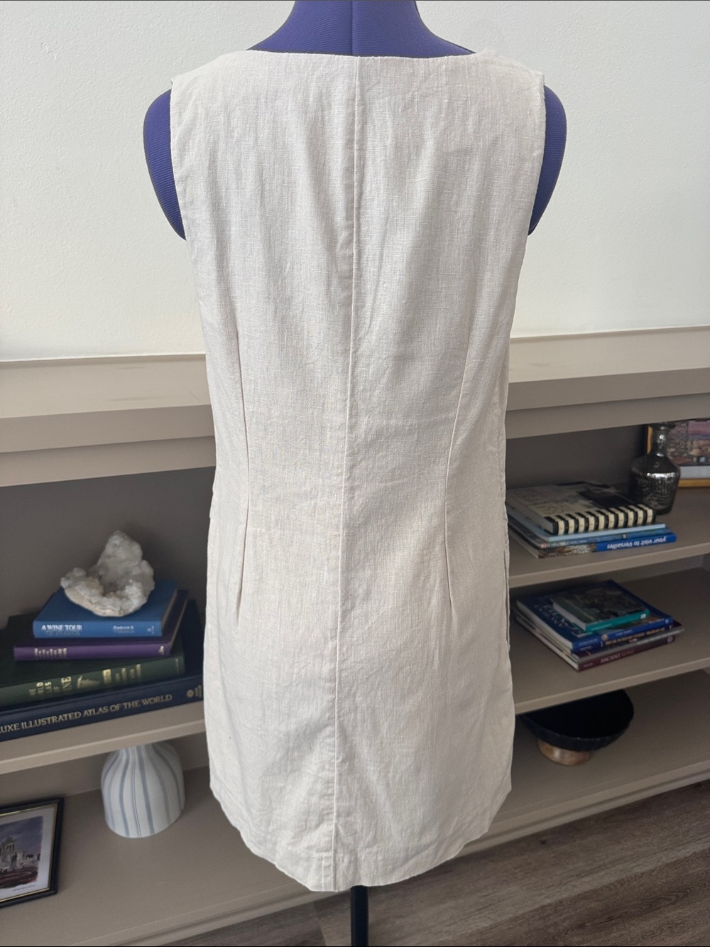 Abercrombie & Fitch Cream Square-Neck Linen Mini - Picture 4 of 7